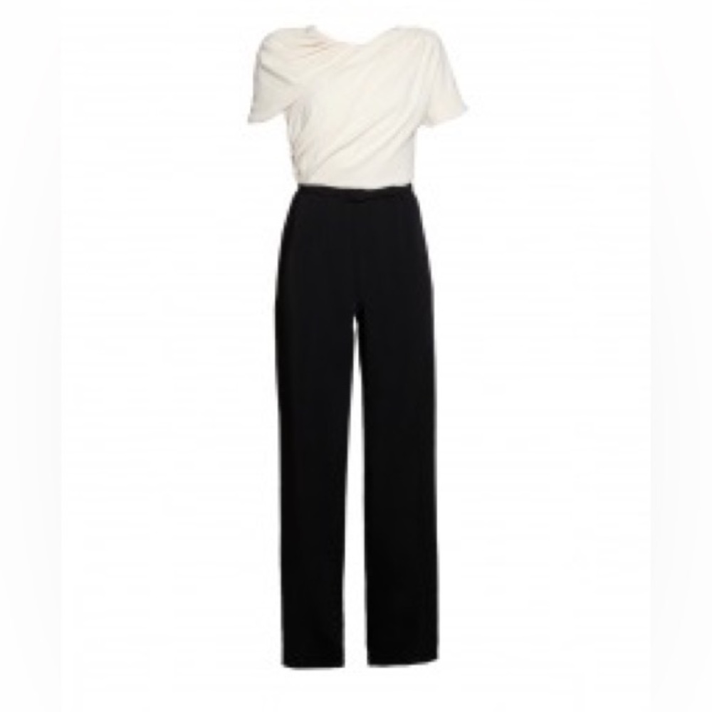 MaxMara Cady bicolor Jumpsuit Azteco cream black draped jumpsuit 14